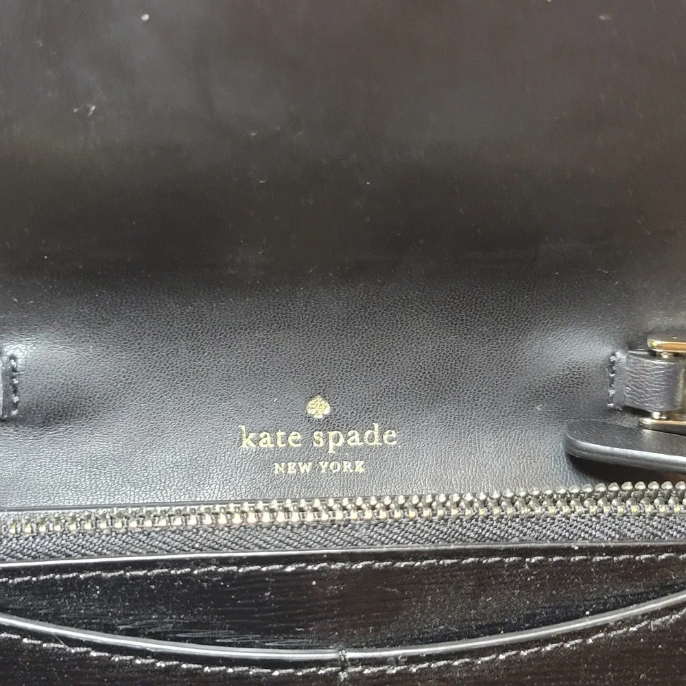 Kate Spade Black Patent Leather Crossbody Bag Clutch Gold Hardware WKRU2652
